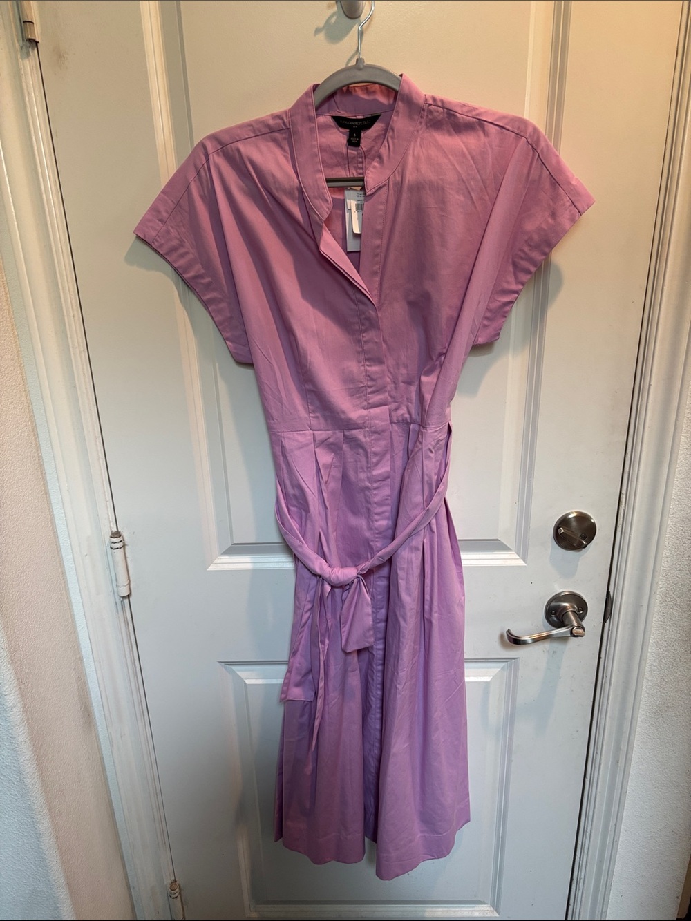 New Banana Republic Lilac Midi Shirt Dress with Tie Waist